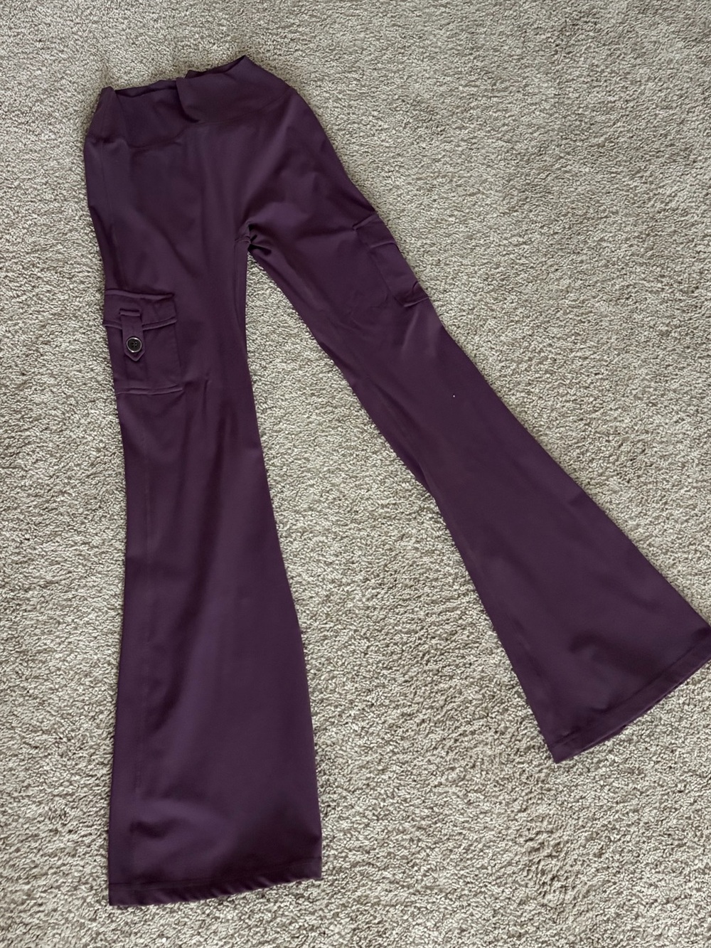 Flared Cargo Leggings in Plum